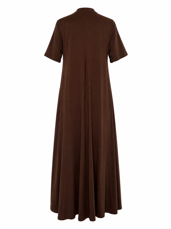 Abito t-shirt lungo in cotone marrone