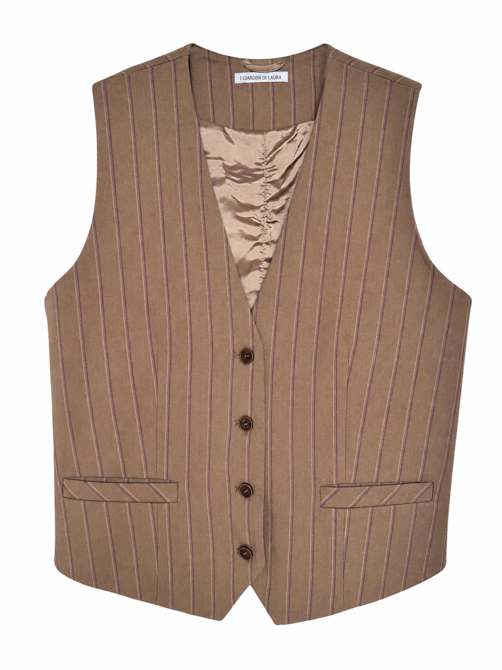Gilet gessato nocciola