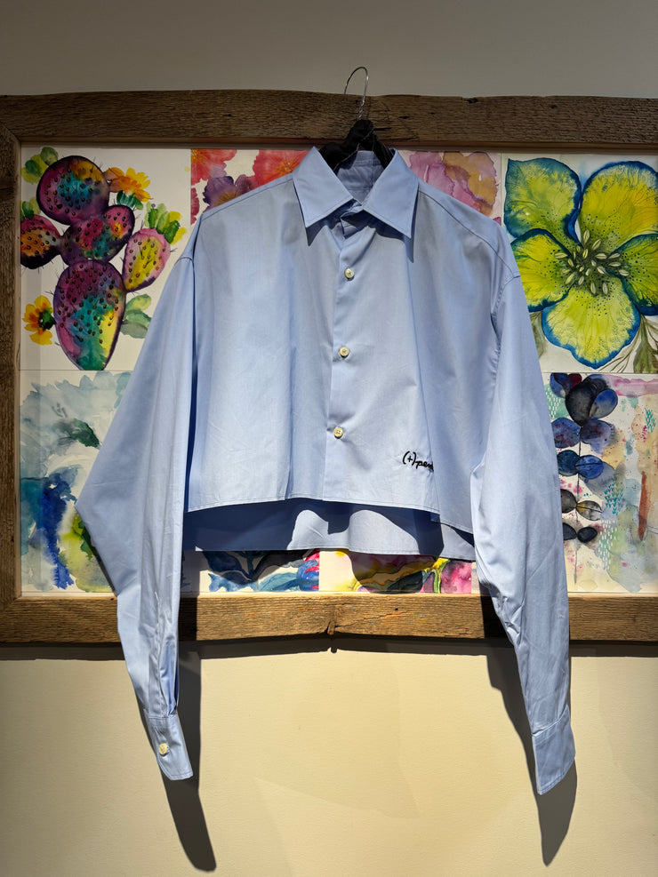 Camicia over cropped azzurra