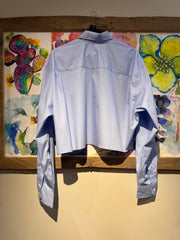 Camicia over cropped azzurra