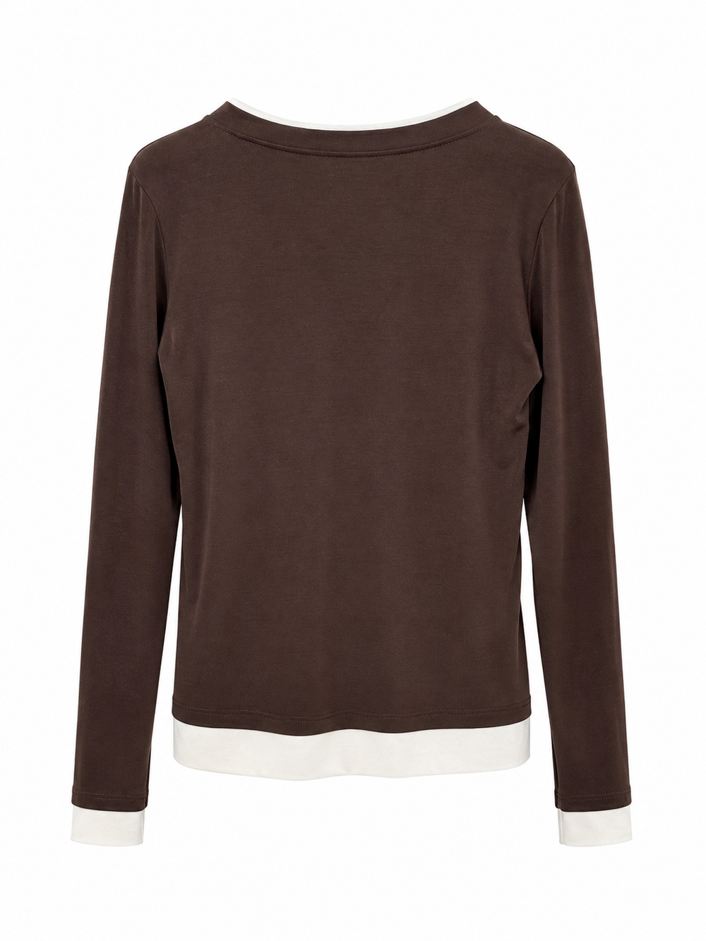 Maglia t-shirt effetto doppiato marrone