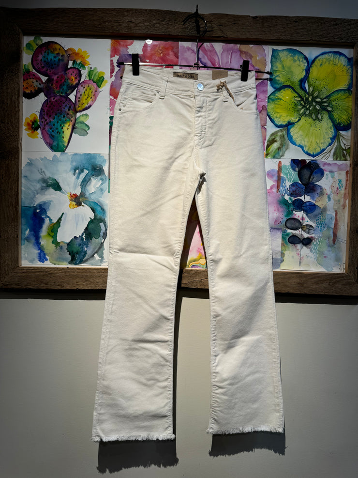 Pantalone velluto 2000 righe panna
