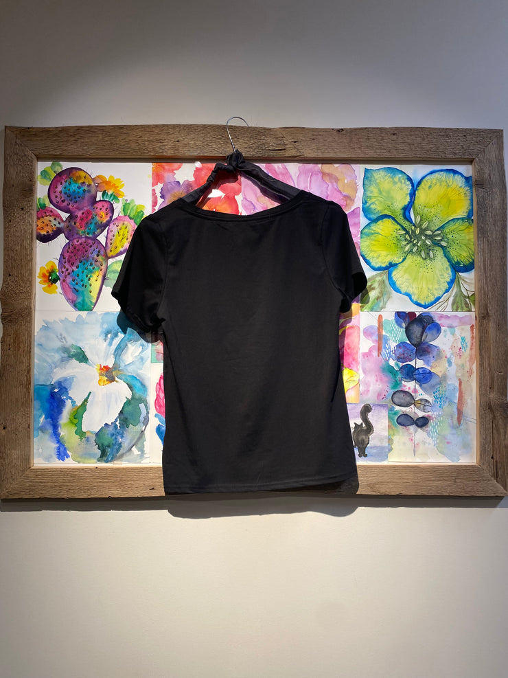 T-shirt scollo V nera
