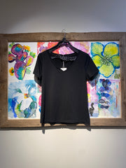 T-shirt scollo V nera