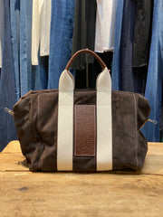 Aviator’s kit bag 38 suede leather dark brown