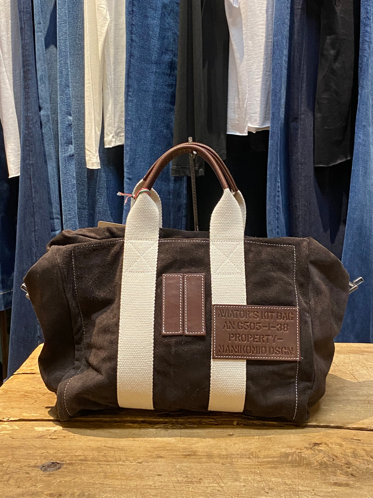 Aviator’s kit bag 38 suede leather dark brown