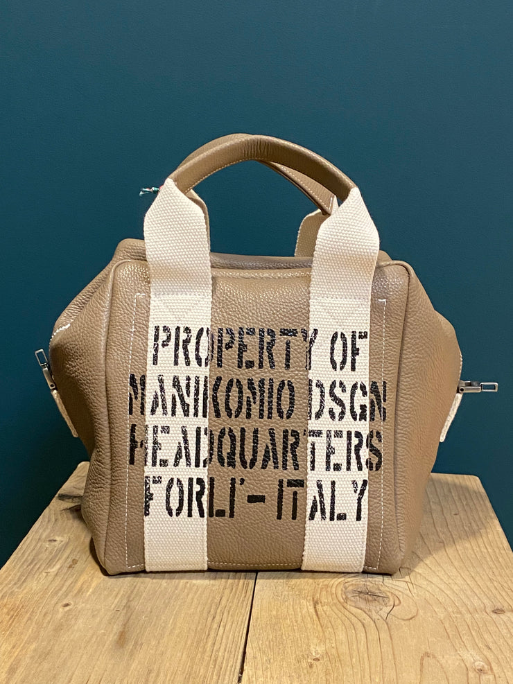 Borsa “lady 24” pelle martellata taupe