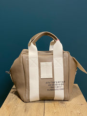 Borsa “lady 24” pelle martellata taupe