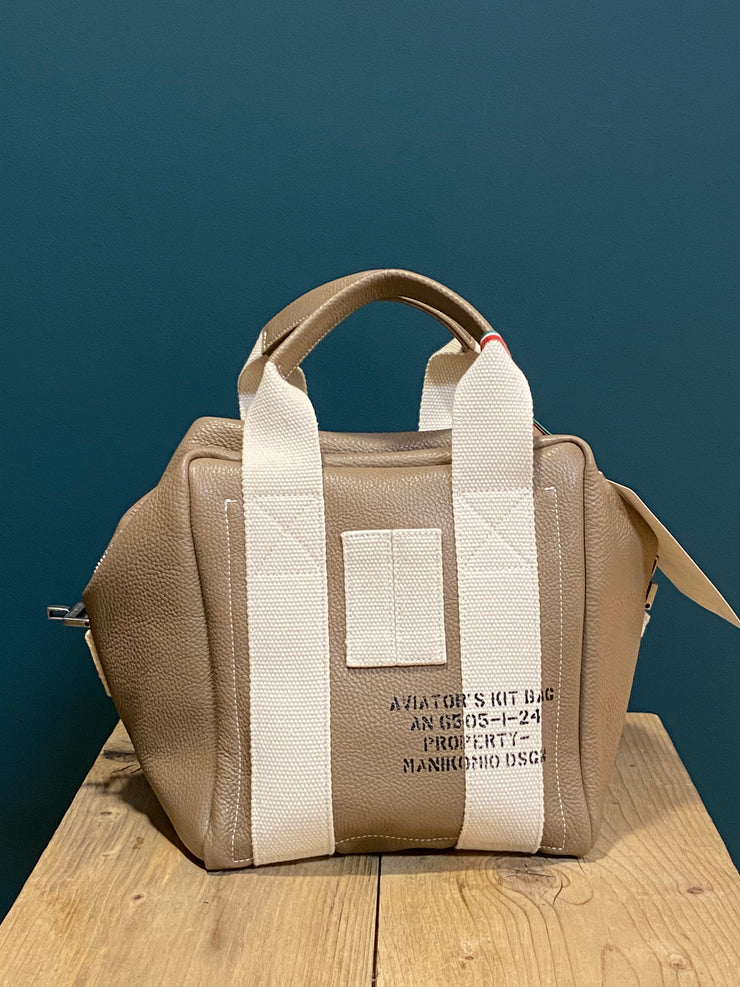 Borsa “lady 24” pelle martellata taupe